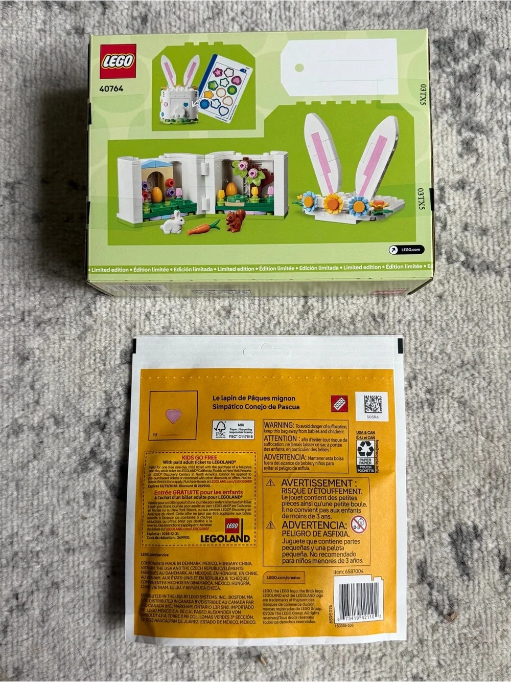 LEGO Easter Bunny Surprise 40764 and LEGO Creator Cute Easter Bunny 30716 NEW